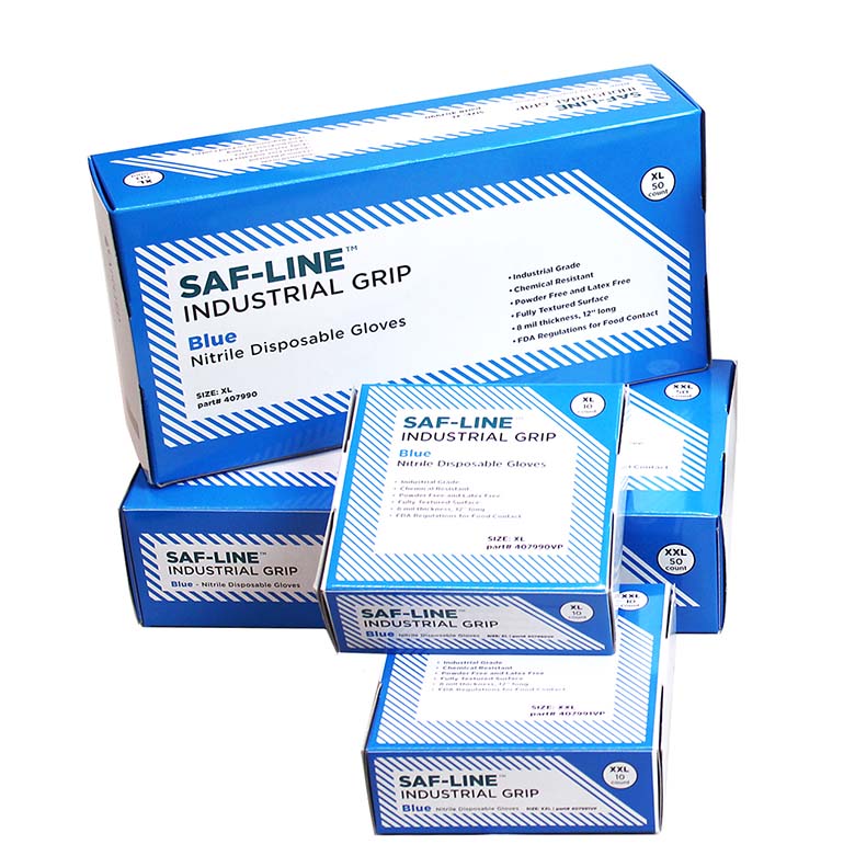 Saf-Line!" Industrial Grip Nitrile Gloves